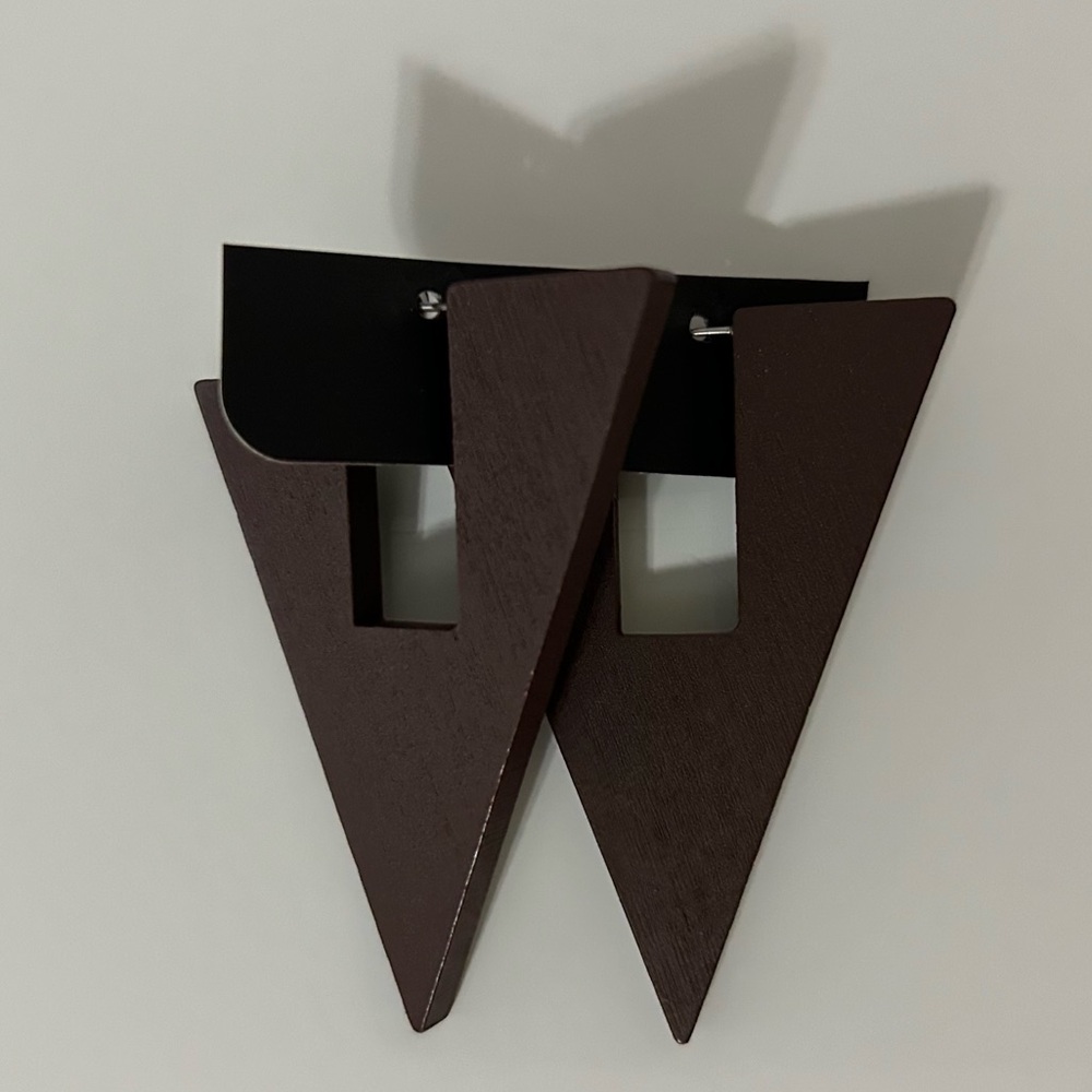 Wooden Triangle Earrings